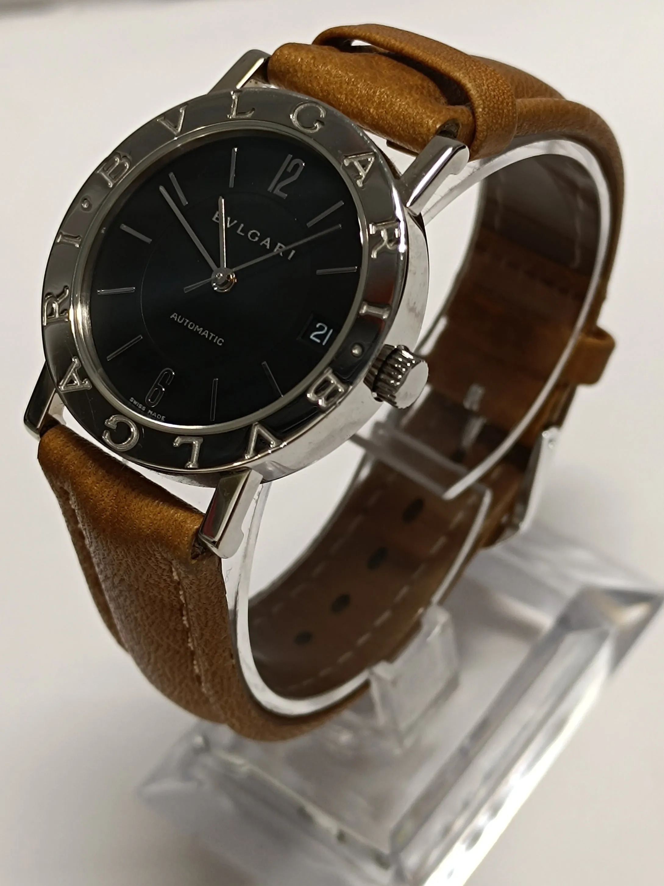 BVLGARY Rare Limited Unisex SS Black Dial Date Wrist Watch - 8K APR w/ COA!