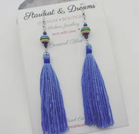 Carnival Blue Tassel Earrings