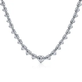 Classic Bridal Heart Shape CZ Collar Necklace for Wedding Prom Silver Plated