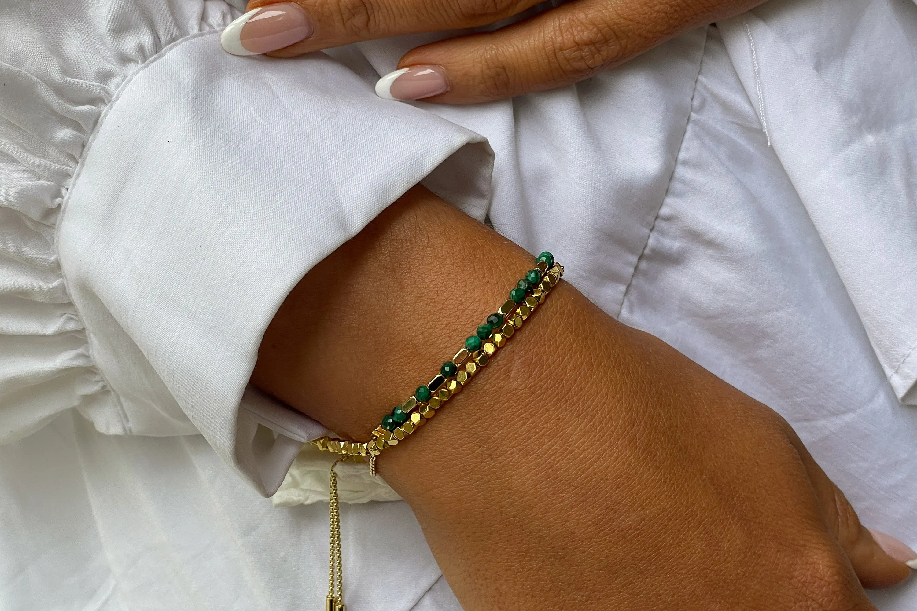 Confidence Malachite Gemstone Gold Bracelet