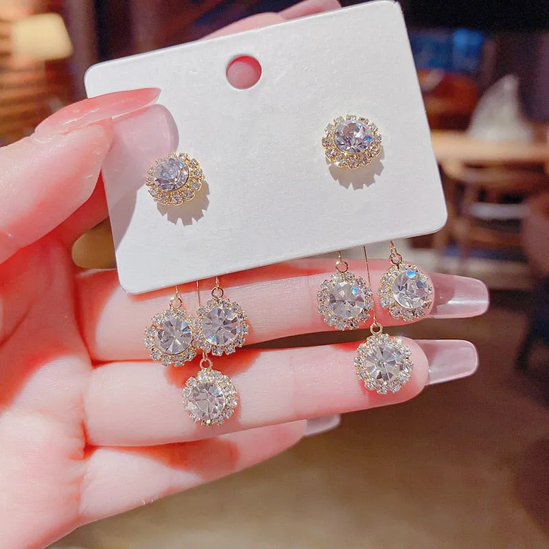Creative High Grade Micro Pave Zircon Earrings Gold Electroplated Women
