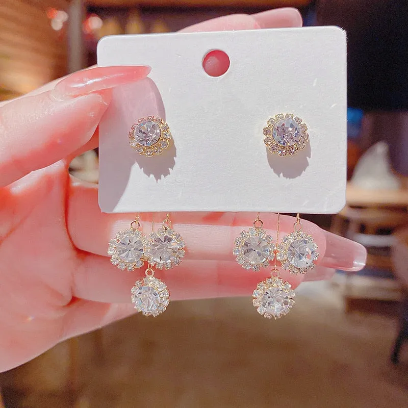 Creative High Grade Micro Pave Zircon Earrings Gold Electroplated Women