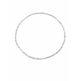 CRISLU .925 Pure Platinum Sterling Finished Multi Shape Tennis Necklace