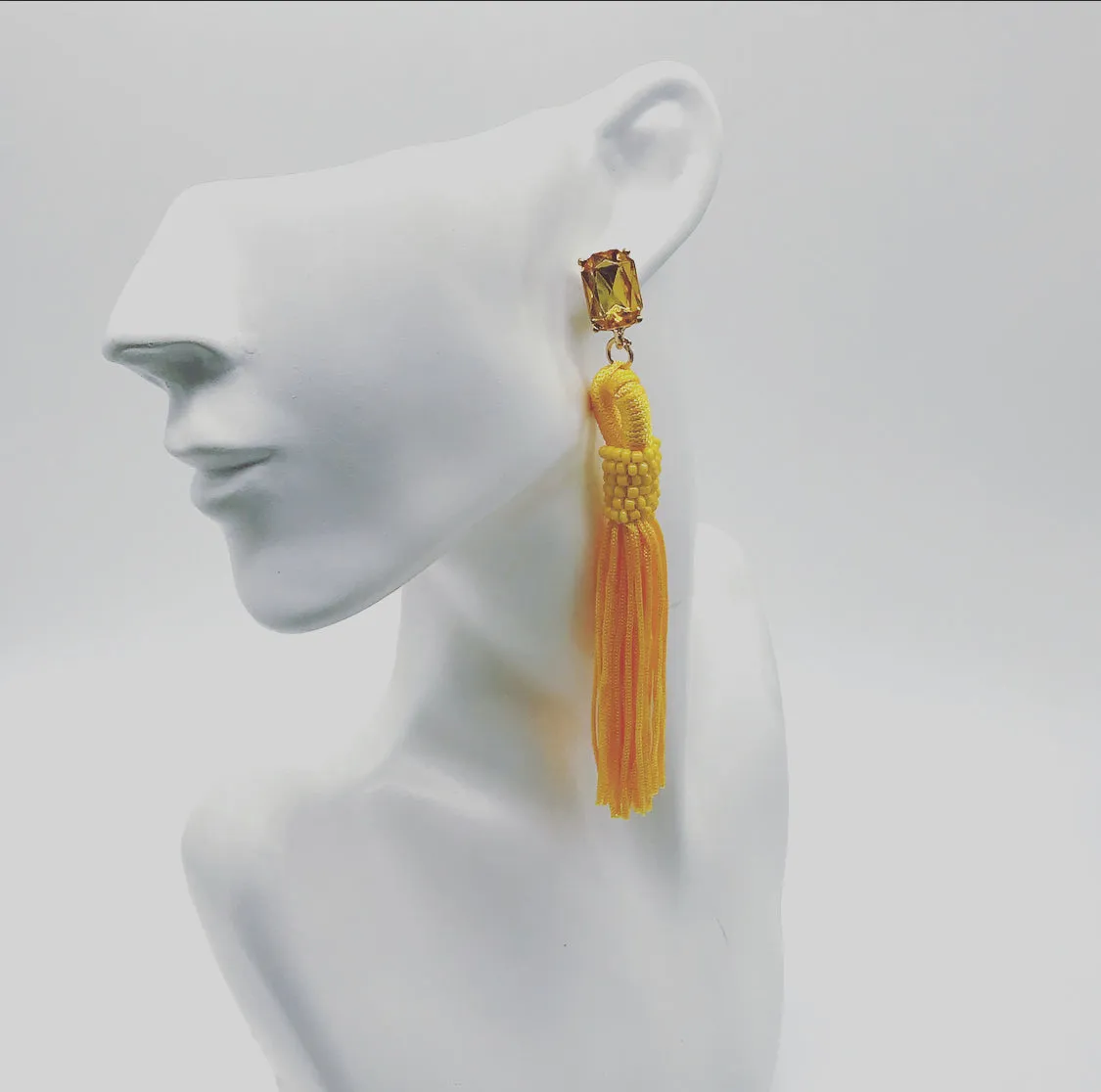Crystal River Yellow Tassel Earrings