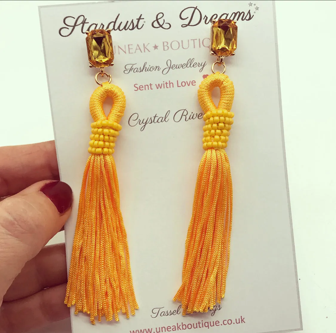 Crystal River Yellow Tassel Earrings