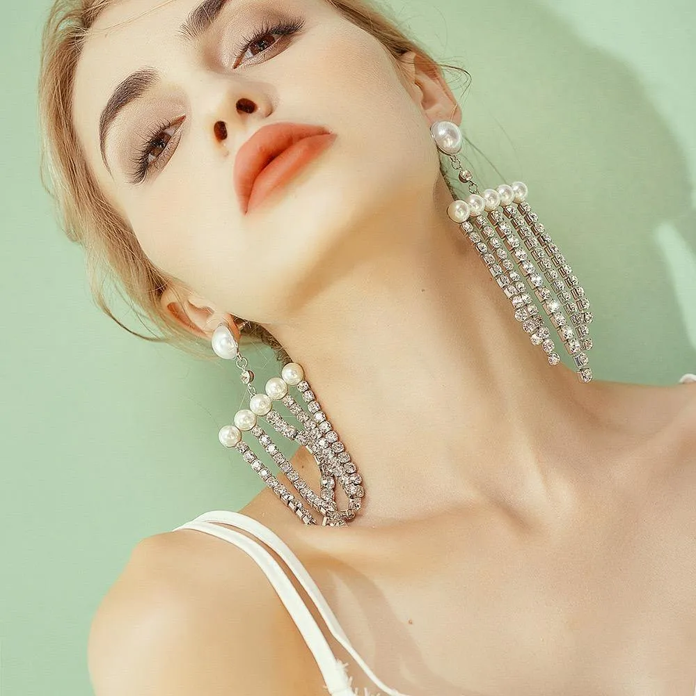 Crystal Tassel Drop Dangle Earrings