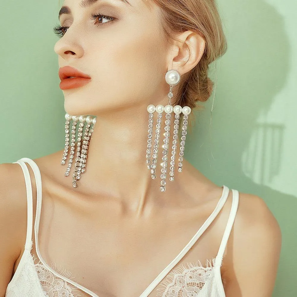 Crystal Tassel Drop Dangle Earrings