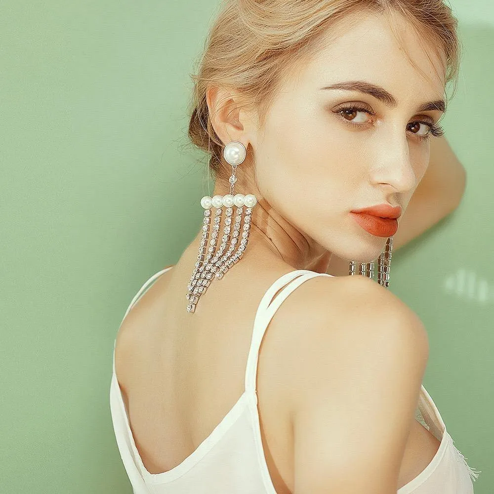Crystal Tassel Drop Dangle Earrings