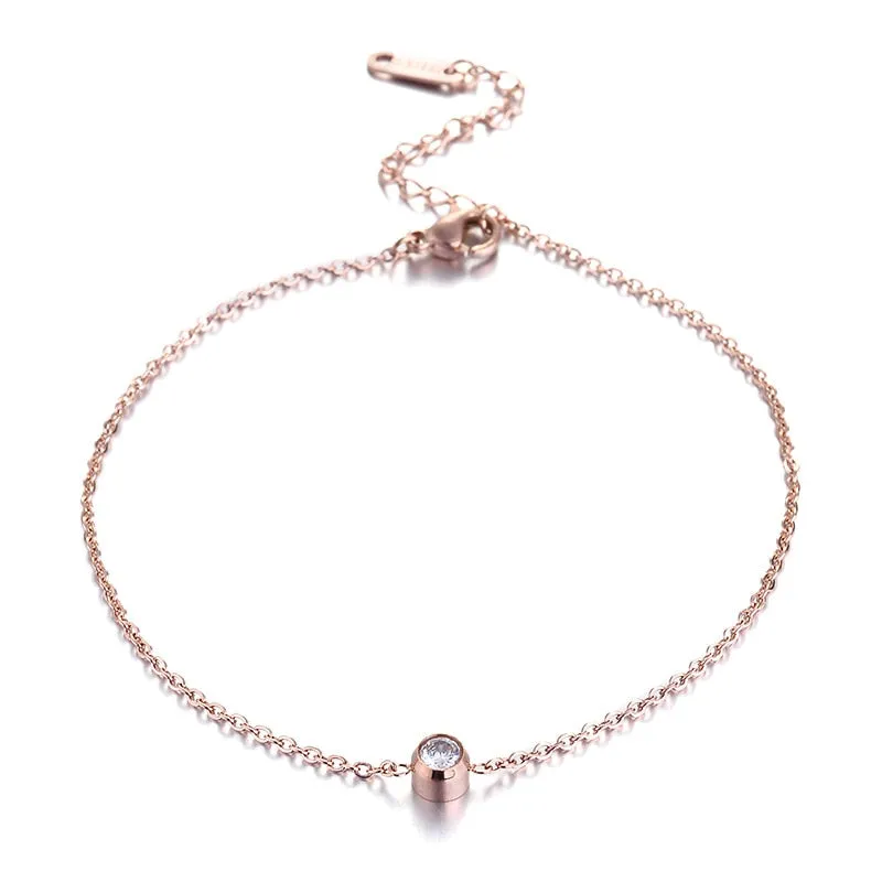 Cubic Zirconia Anklet Foot Jewelry Rose Gold Color Anklet Bracelet Leg Chain