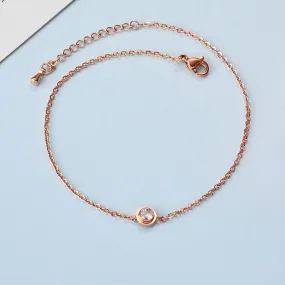 Cubic Zirconia Anklet Foot Jewelry Rose Gold Color Anklet Bracelet Leg Chain