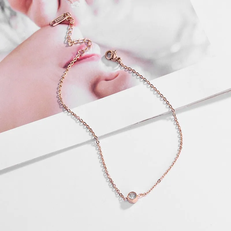 Cubic Zirconia Anklet Foot Jewelry Rose Gold Color Anklet Bracelet Leg Chain