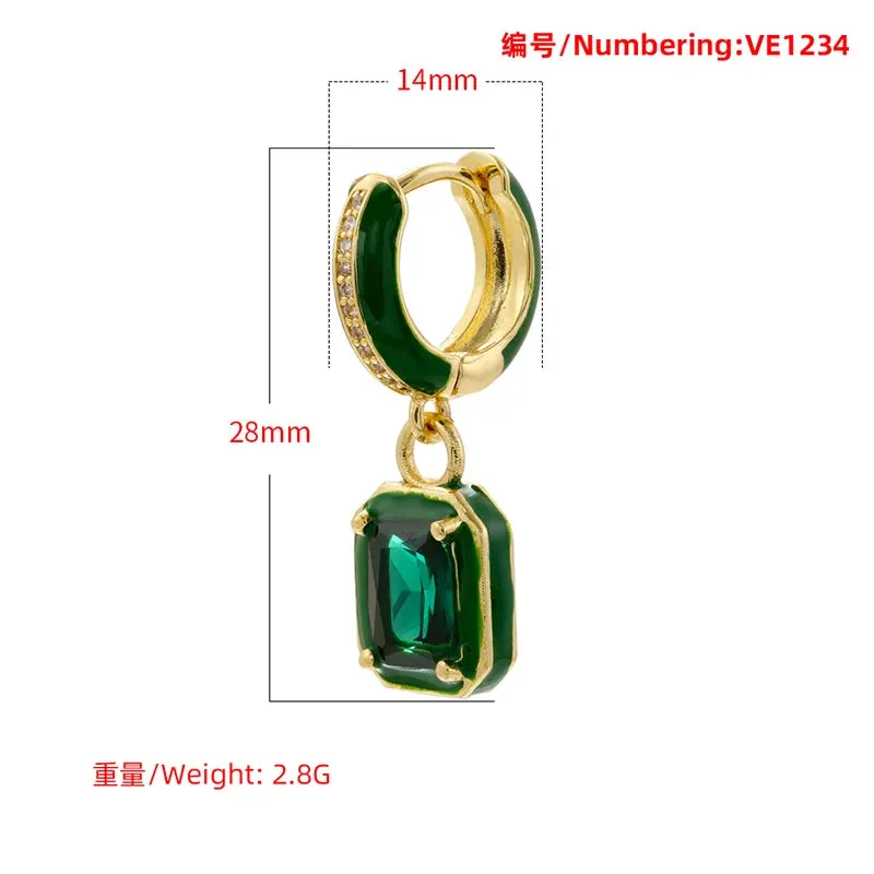 Cubic Zirconia Rectangular Hoop Earrings