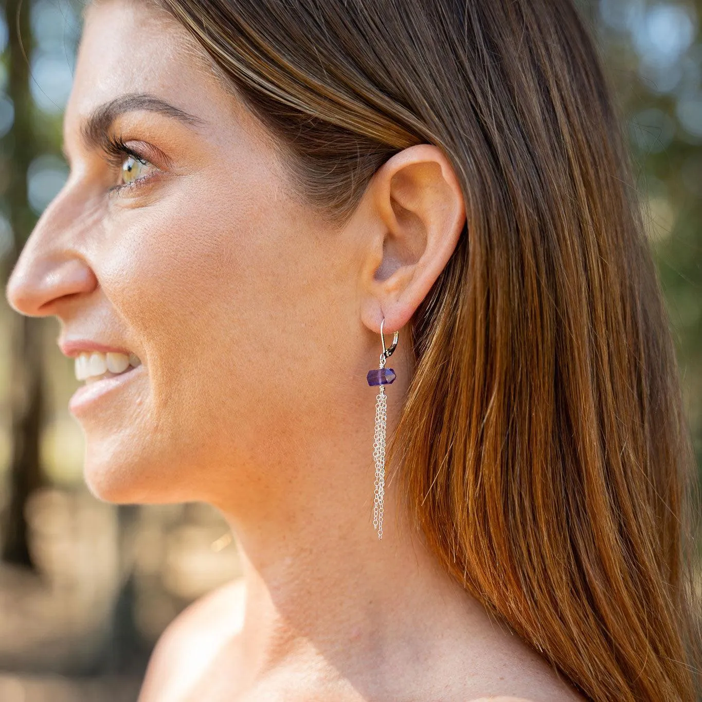 Custom Double Terminated Crystal Point Tassel Earrings