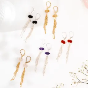 Custom Double Terminated Crystal Point Tassel Earrings