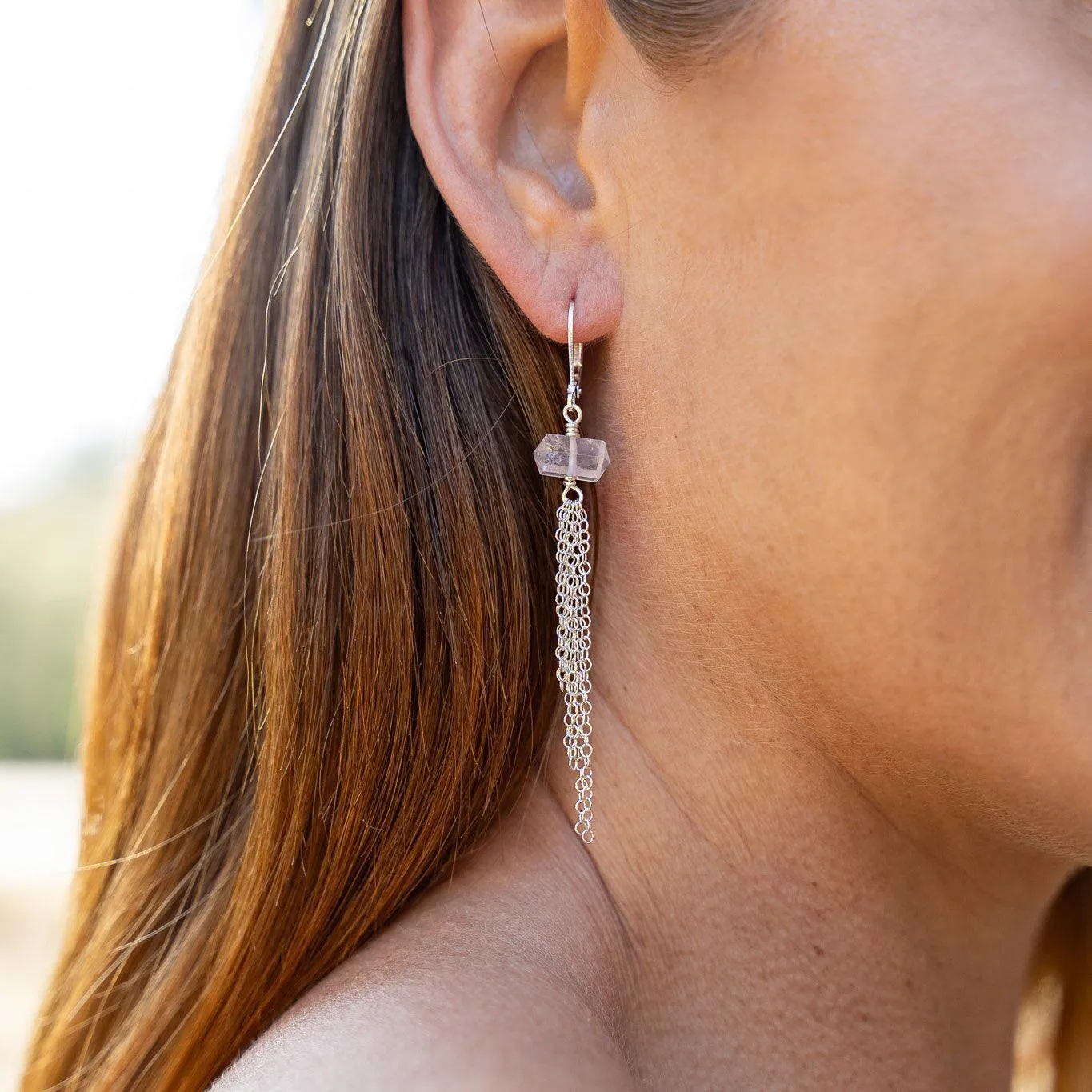 Custom Double Terminated Crystal Point Tassel Earrings