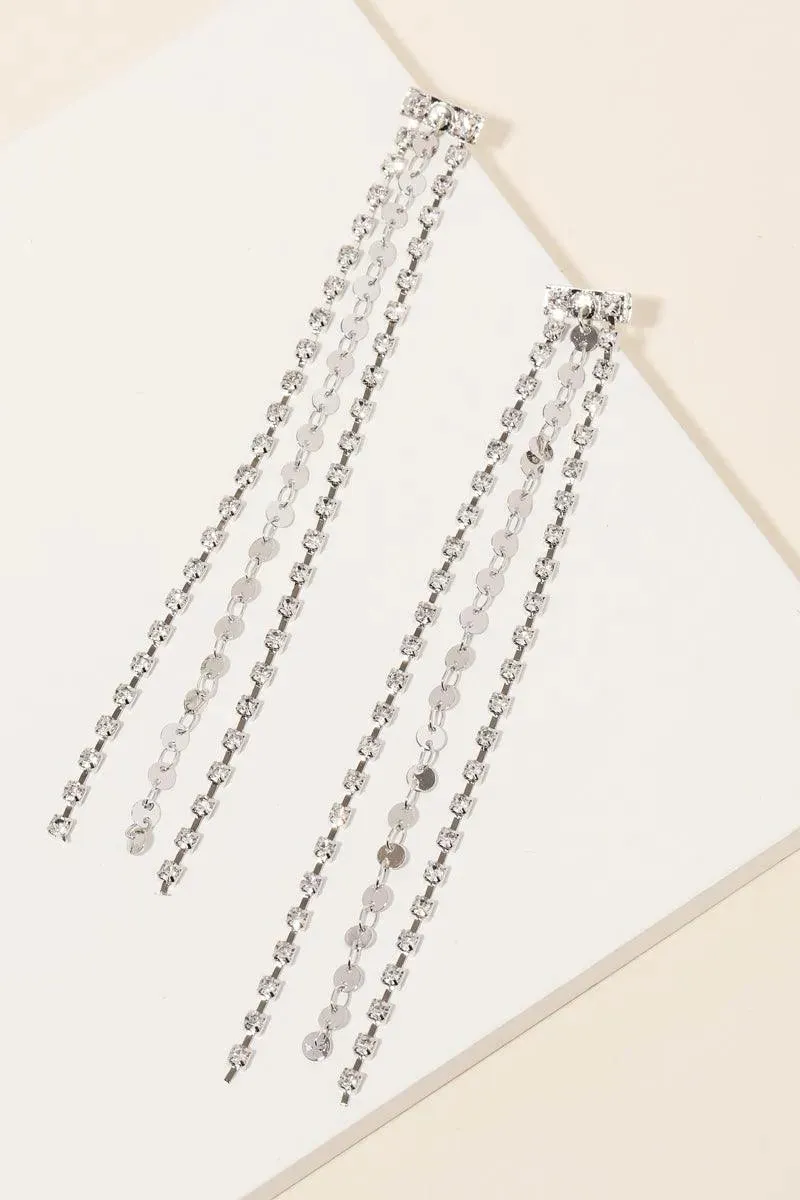 Dainty 3 Layer Tassel Rhinestone Crystal Fringe Earring