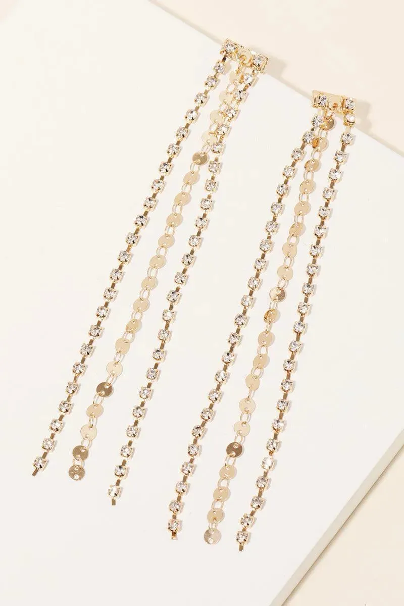 Dainty 3 Layer Tassel Rhinestone Crystal Fringe Earring