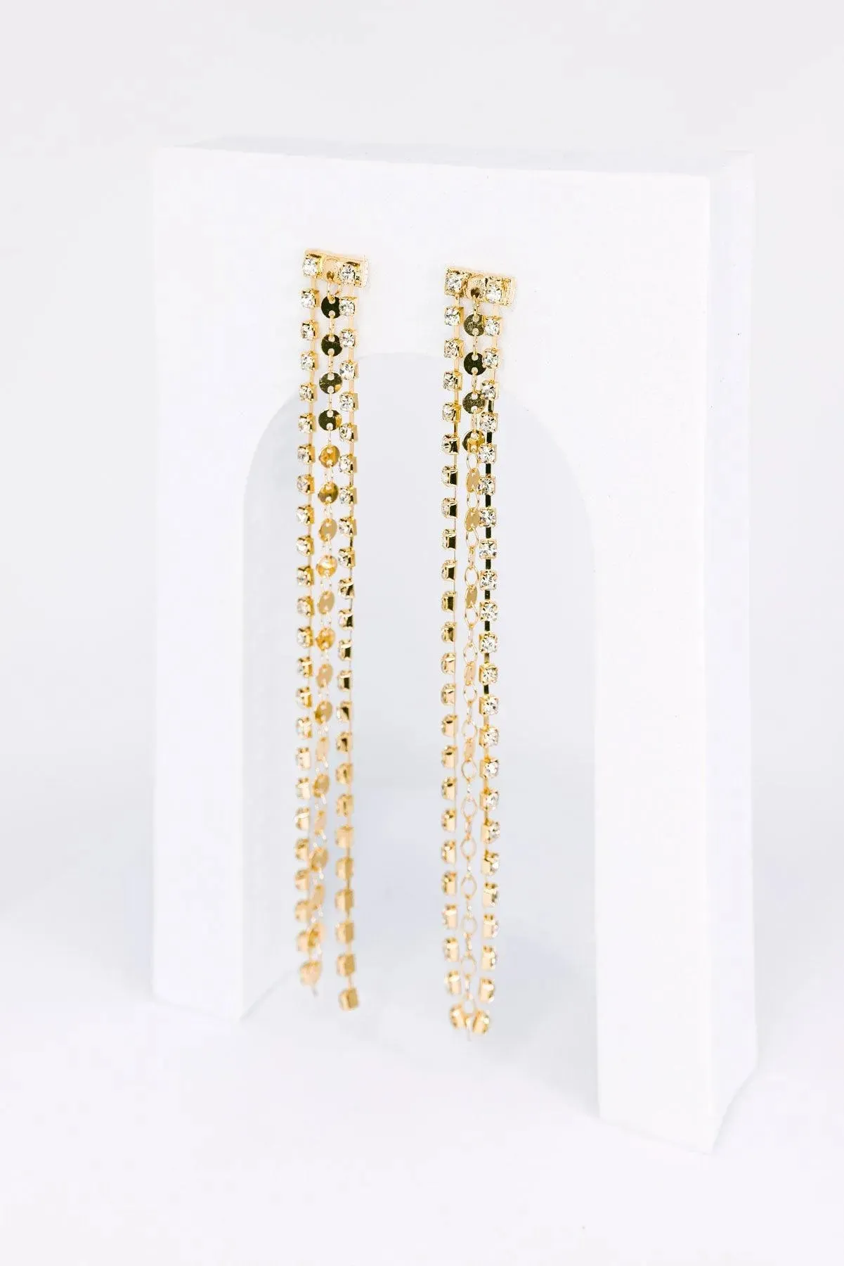 Dainty 3 Layer Tassel Rhinestone Crystal Fringe Earring