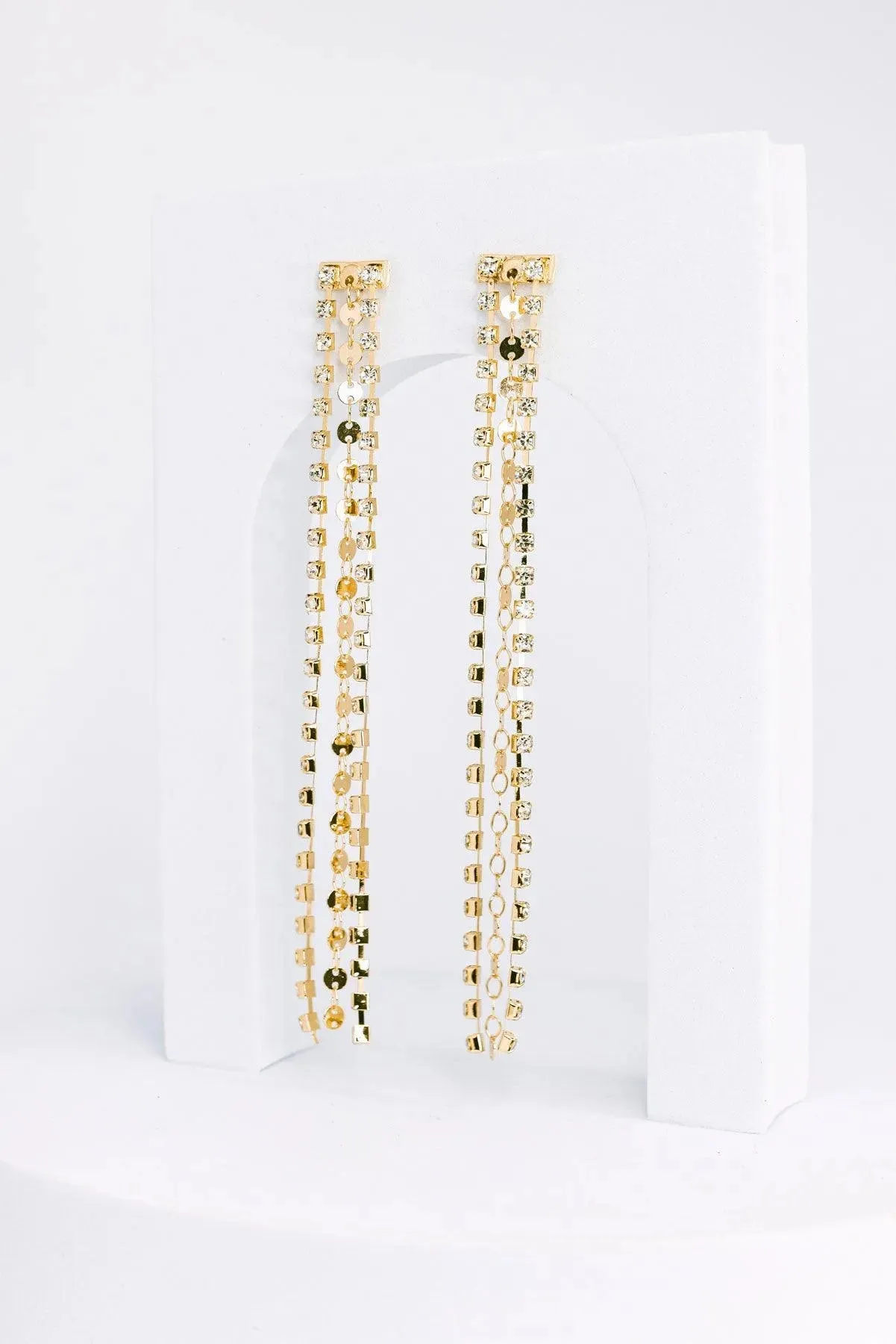 Dainty 3 Layer Tassel Rhinestone Crystal Fringe Earring