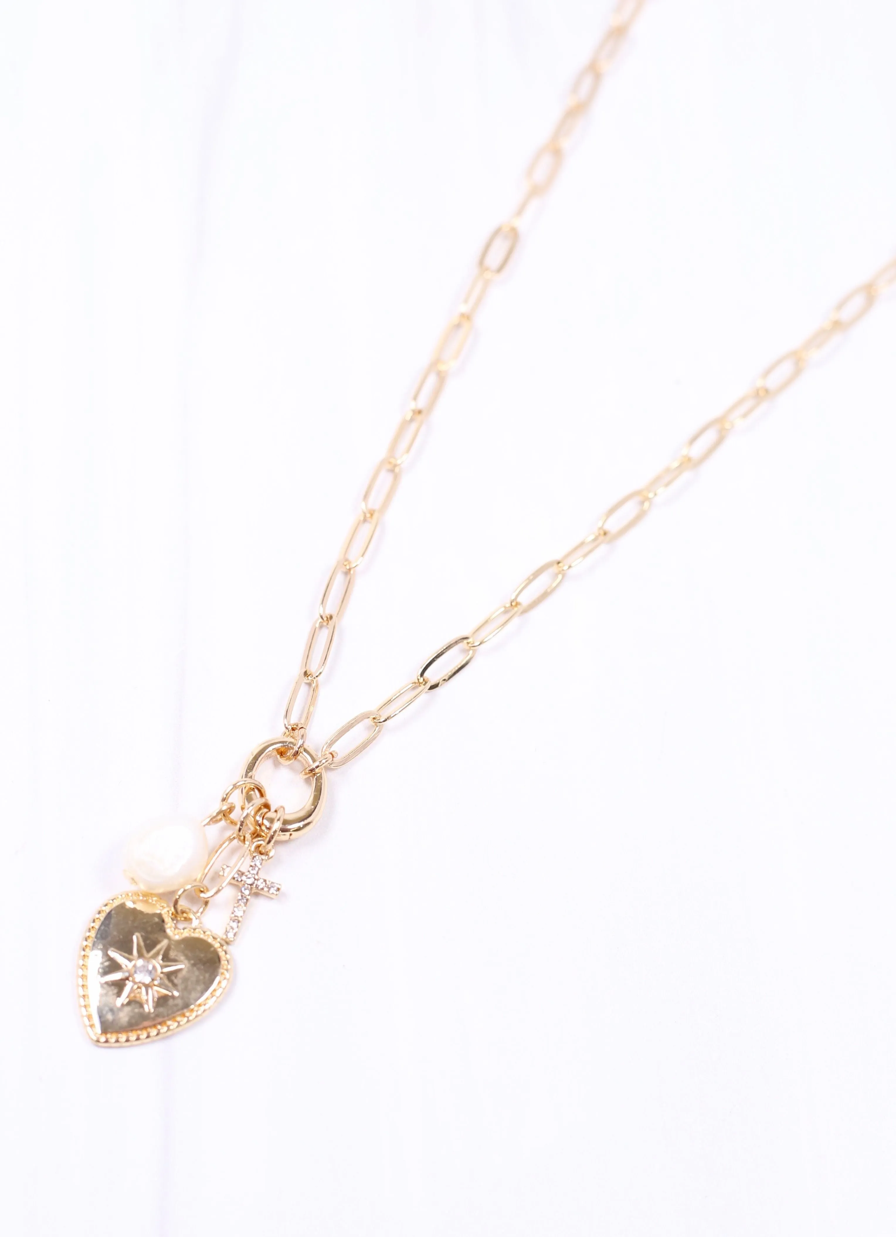 Dalton Charm Necklace Gold