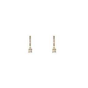 Dangling Square DIamond Hoop Earrings
