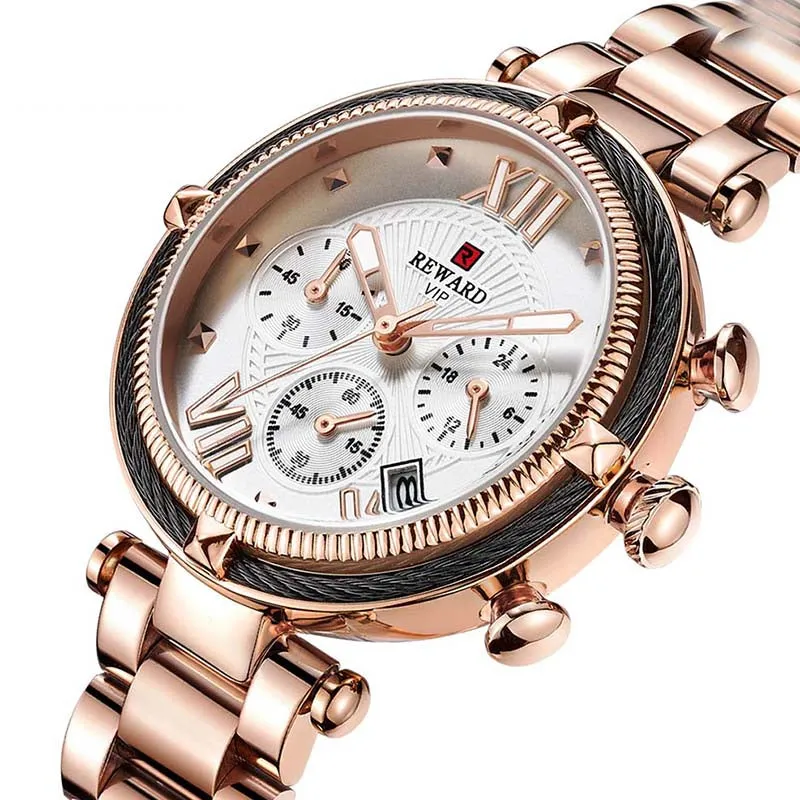 Designer Sports Bracelet Wristwatch with Chronograph for Women