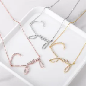 Diamond Name Necklace, Custom Diamond Name Necklace, Diamond Name Chain