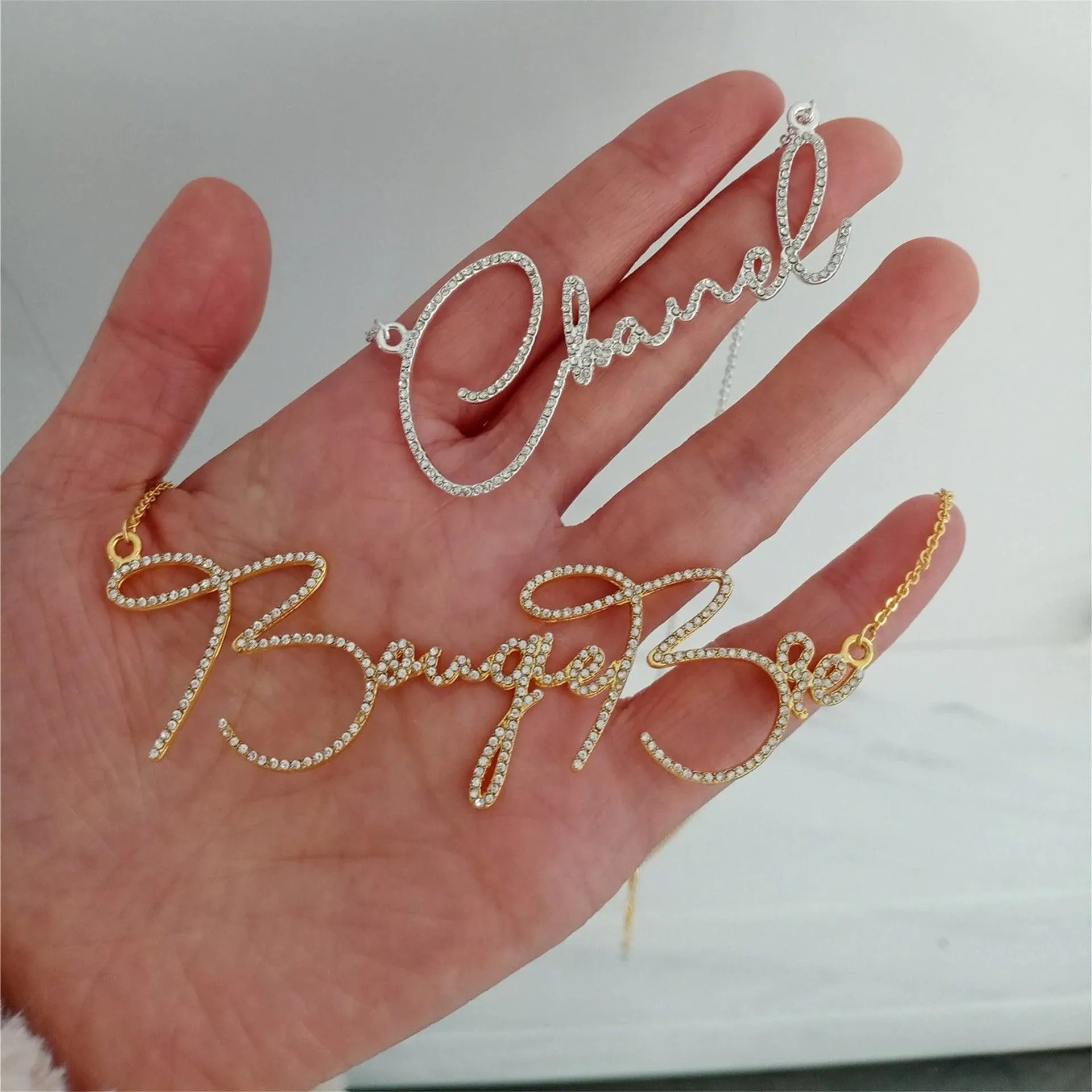 Diamond Name Necklace, Custom Diamond Name Necklace, Diamond Name Chain