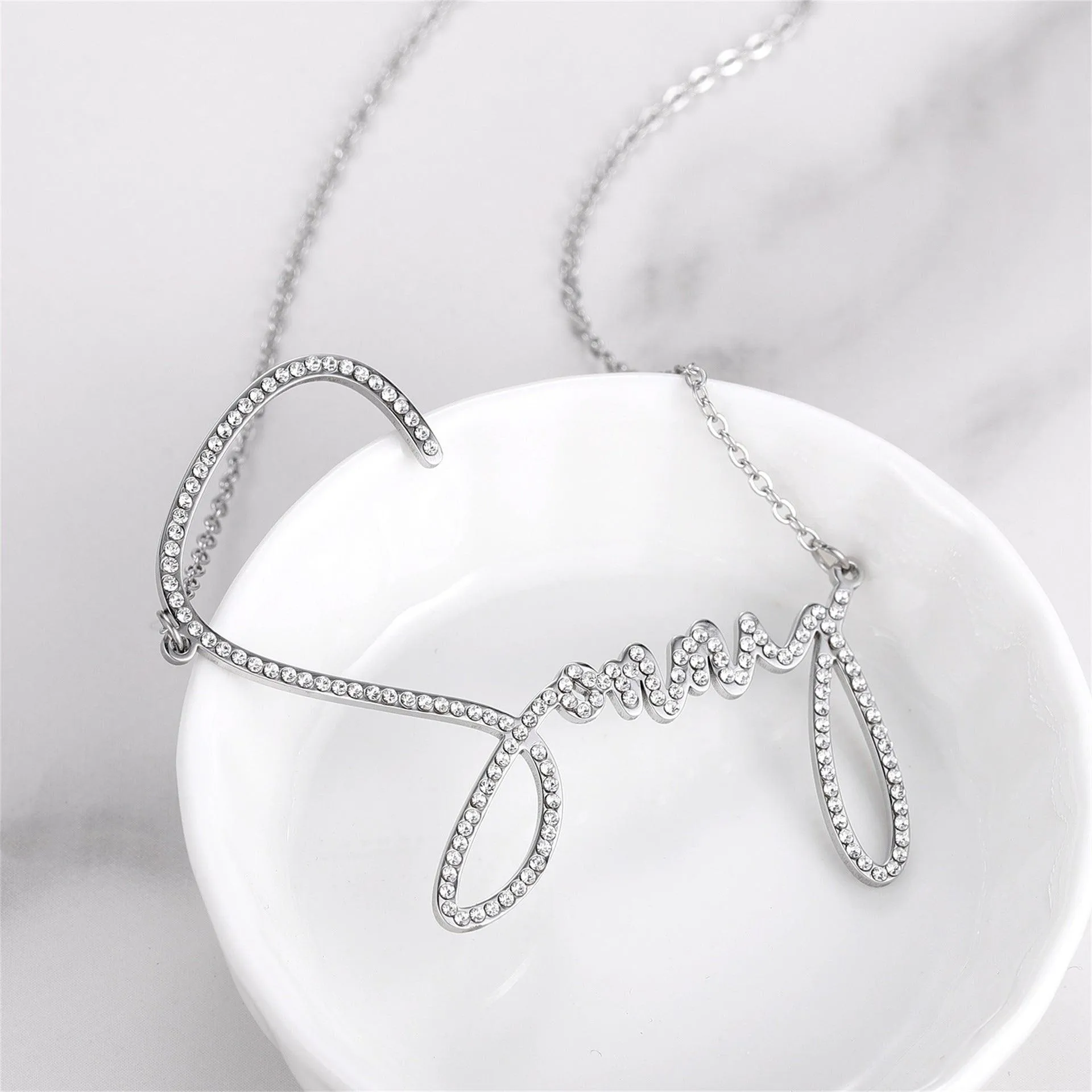 Diamond Name Necklace, Custom Diamond Name Necklace, Diamond Name Chain