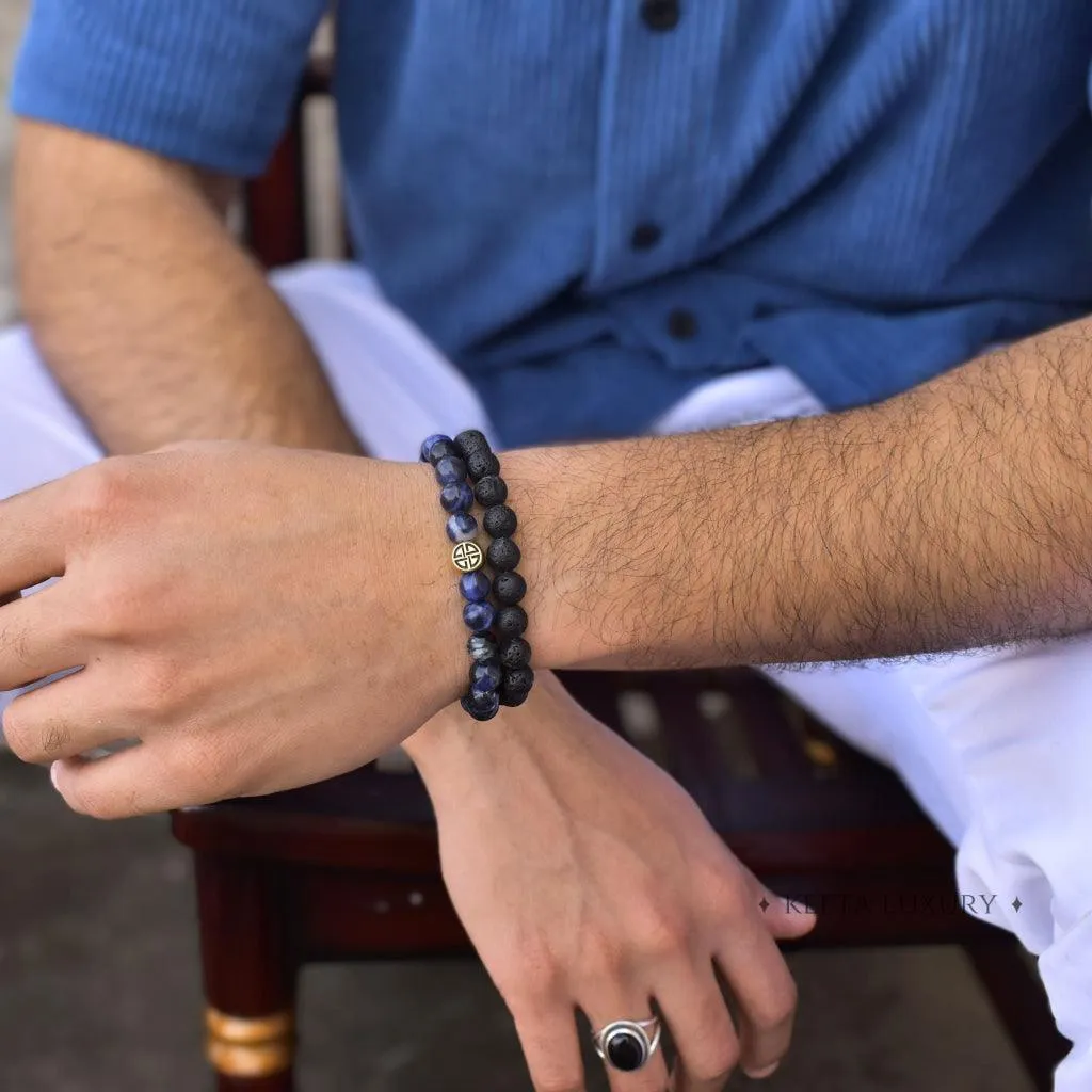Dual Elemental - Sodalite & Lava Bead Bracelet