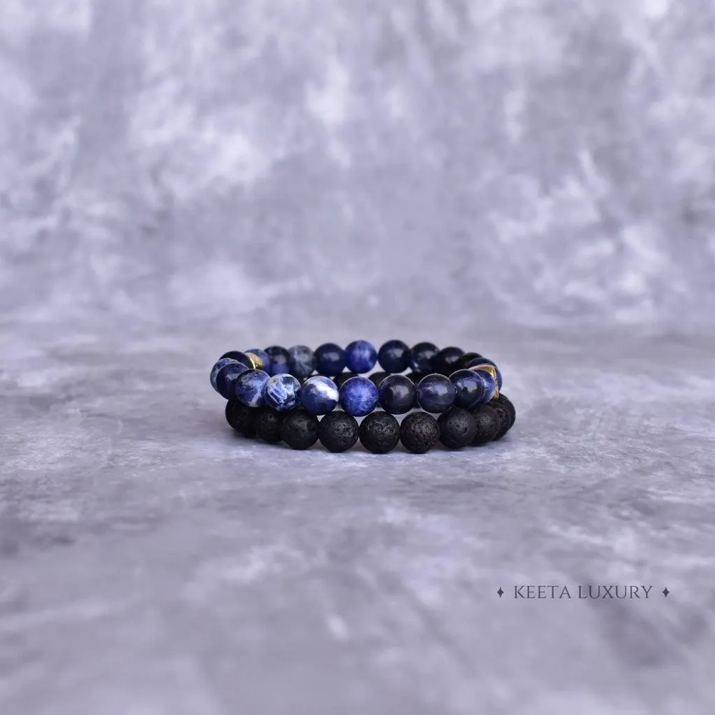 Dual Elemental - Sodalite & Lava Bead Bracelet