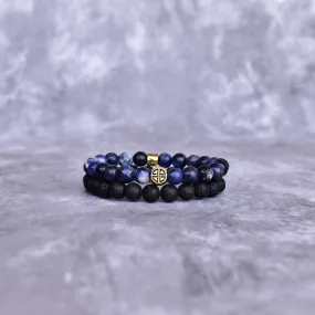 Dual Elemental - Sodalite & Lava Bead Bracelet