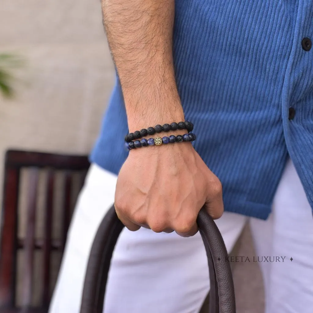 Dual Elemental - Sodalite & Lava Bead Bracelet