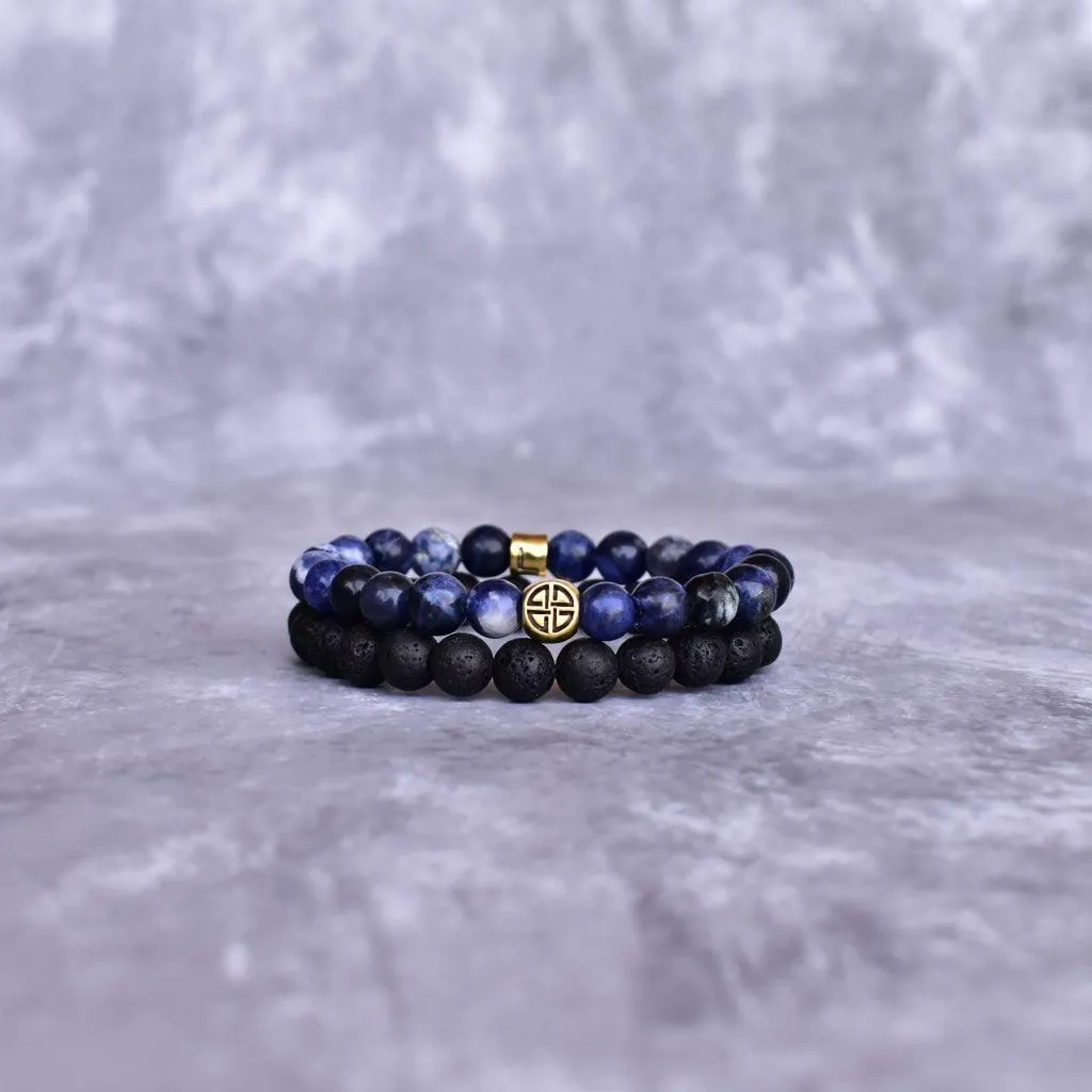 Dual Elemental - Sodalite & Lava Bead Bracelet