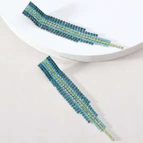 Elegant Fshion Crystal Tassel Chain Long Hanging Earrings For Women