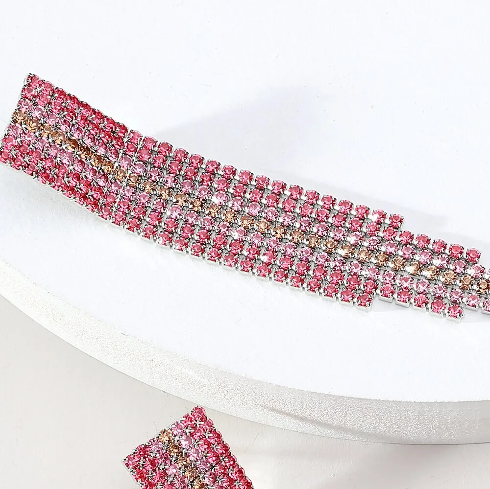 Elegant Fshion Crystal Tassel Chain Long Hanging Earrings For Women