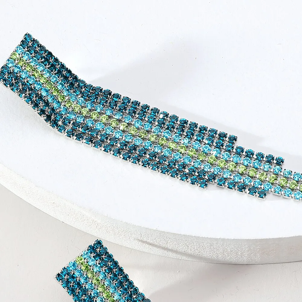 Elegant Fshion Crystal Tassel Chain Long Hanging Earrings For Women