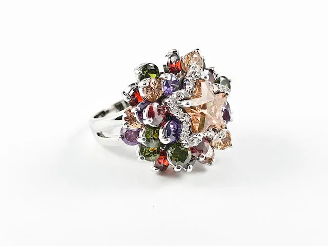Elegant Fun Shooting Star Multicolor Dangling Brass Ring