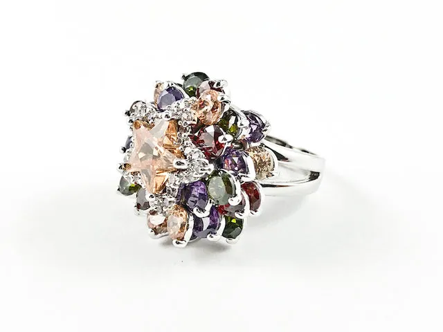 Elegant Fun Shooting Star Multicolor Dangling Brass Ring