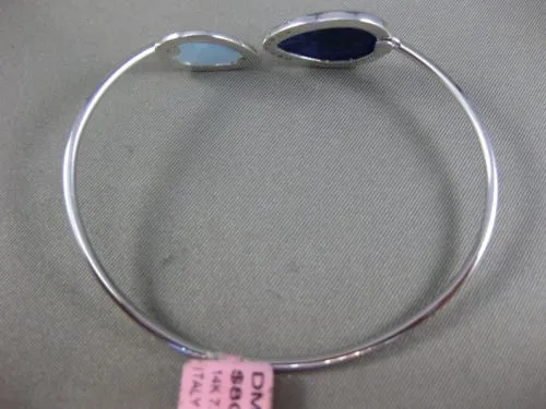 ESTATE LARGE .10CT DIAMOND & AAA MULTI GEM 14KT WHITE GOLD 3D BANGLE BRACELET
