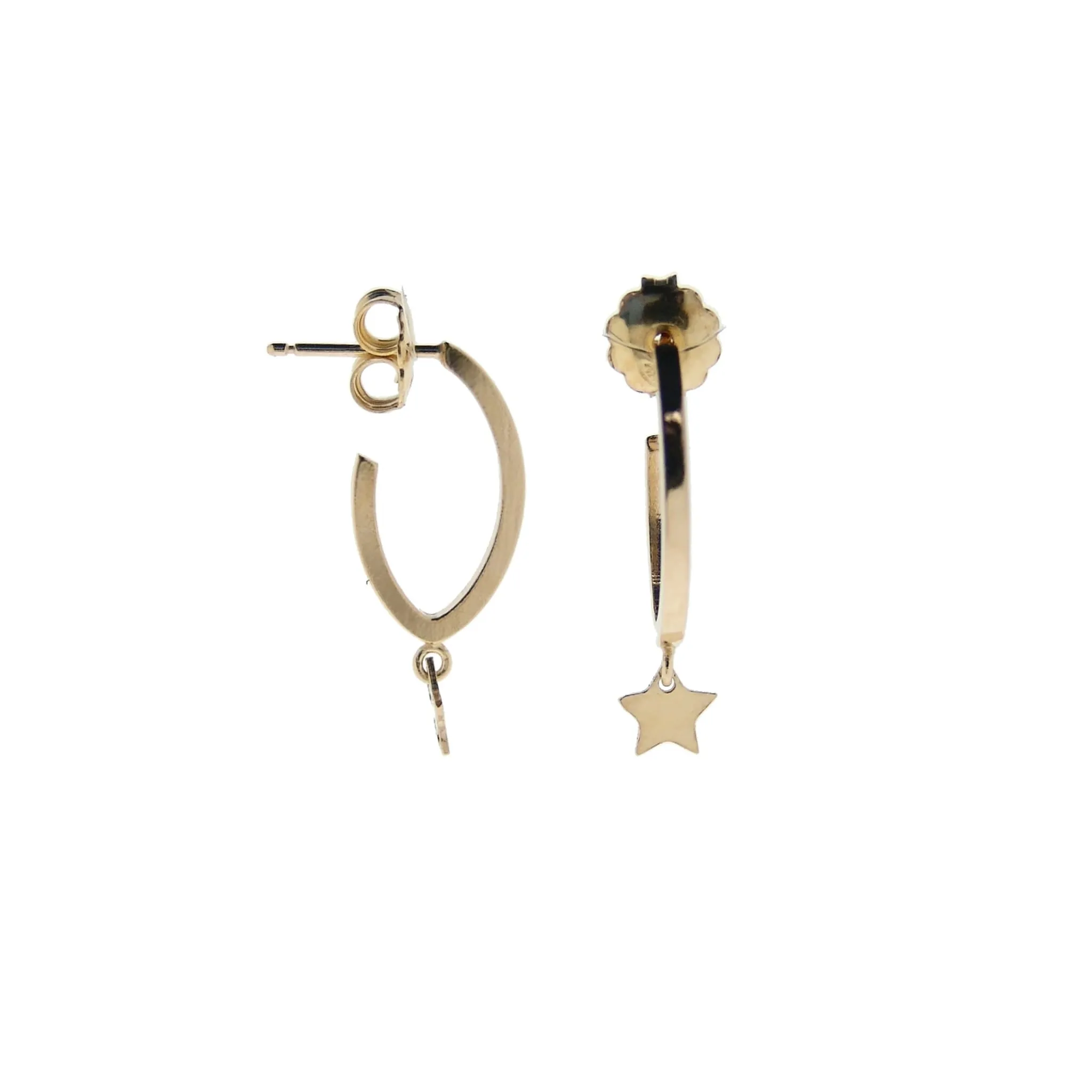 EX-40/G - Ellipse Shape Hoop with Dangling Star