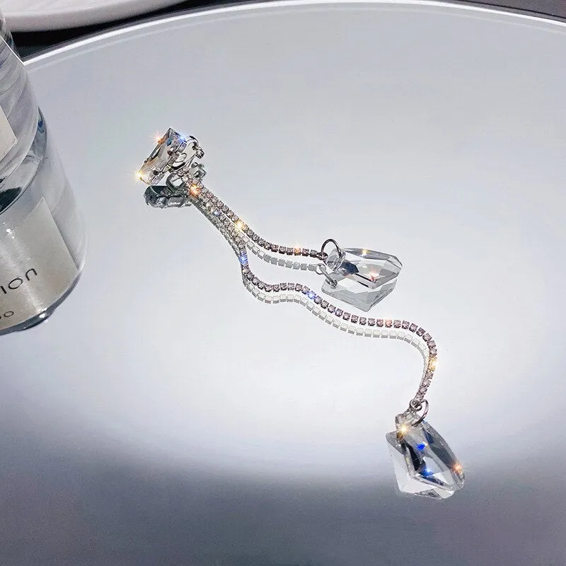 Fashion Korean Rhinestone Water Drop Cuff Earrings