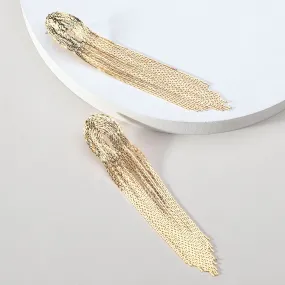 Fashion Punk Alloy Metal Tassel Chain Statement Long Hanging Earrings For Women