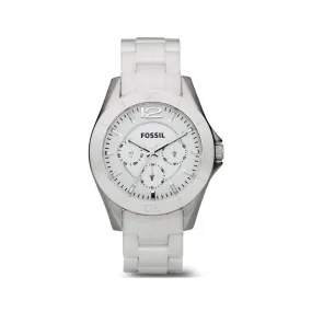 Fossil White Dial Ceramic Bracelet Ladies Watch CE1002