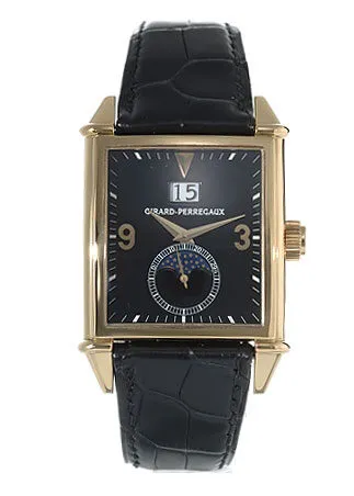 Girard Perregaux Vintage 1945 18kt Yellow Gold Black Leather Men's Watch 25800-0-51-645
