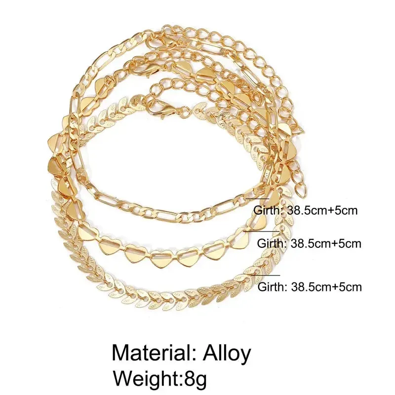 Gold Heart Anklets