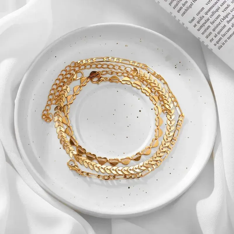 Gold Heart Anklets