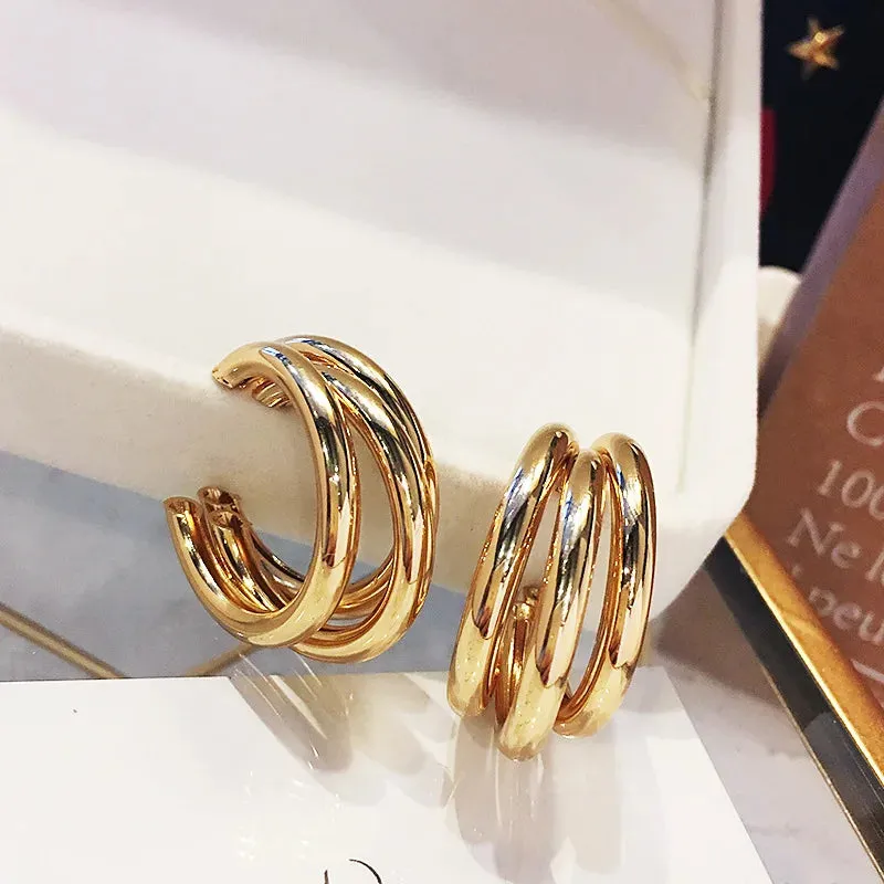 Gold Hoop Women Metal Vintage Geometric Statement Luxury Party Earring