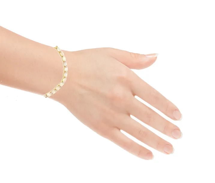 Gold Plate Silver 6x4mm White Opal tennis bracelet style