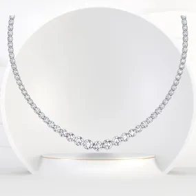 Graduated Natural Diamond Tennis Necklace 18K Solid Gold ( Crown Prong, Buttercup Setting )